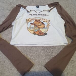 SHEIN LARGE cowboy crop top